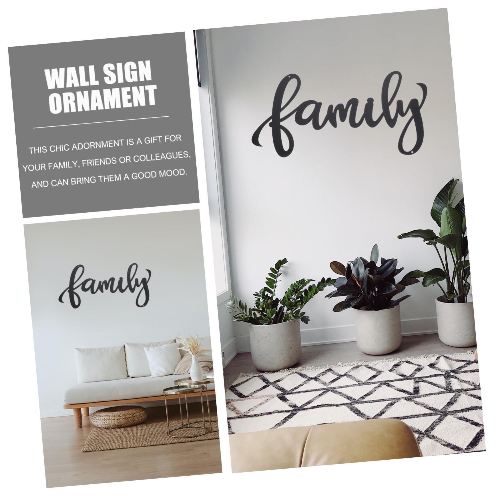 Wandornament Family aus Eisen, Schwarze Wanddekoration