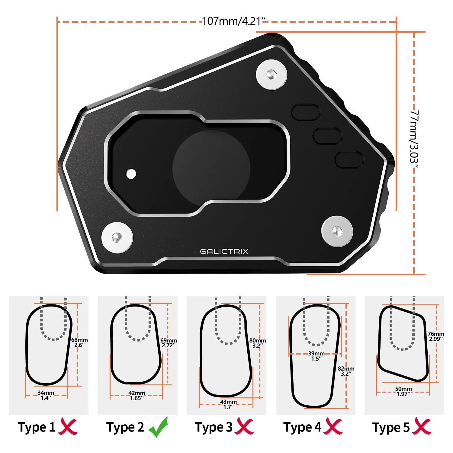 fourche de direction moto Convient pour BMW R1250GS R1200GS R1250 GS Adventure R1200 GSA Gs1250 HP béquille de moto support latéral R 1250 1200(Black)