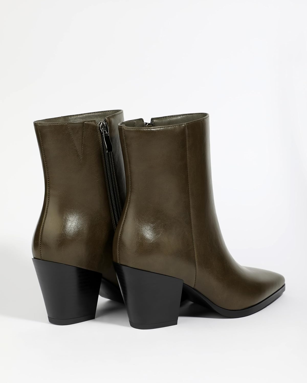 NUMALEO Womens Ankle Boots Chunky Low Heel Pointed Toe Heeled Booties Side Zipper Comfy Fall Winter Boots 2.5" Dress Shoes - Image 6