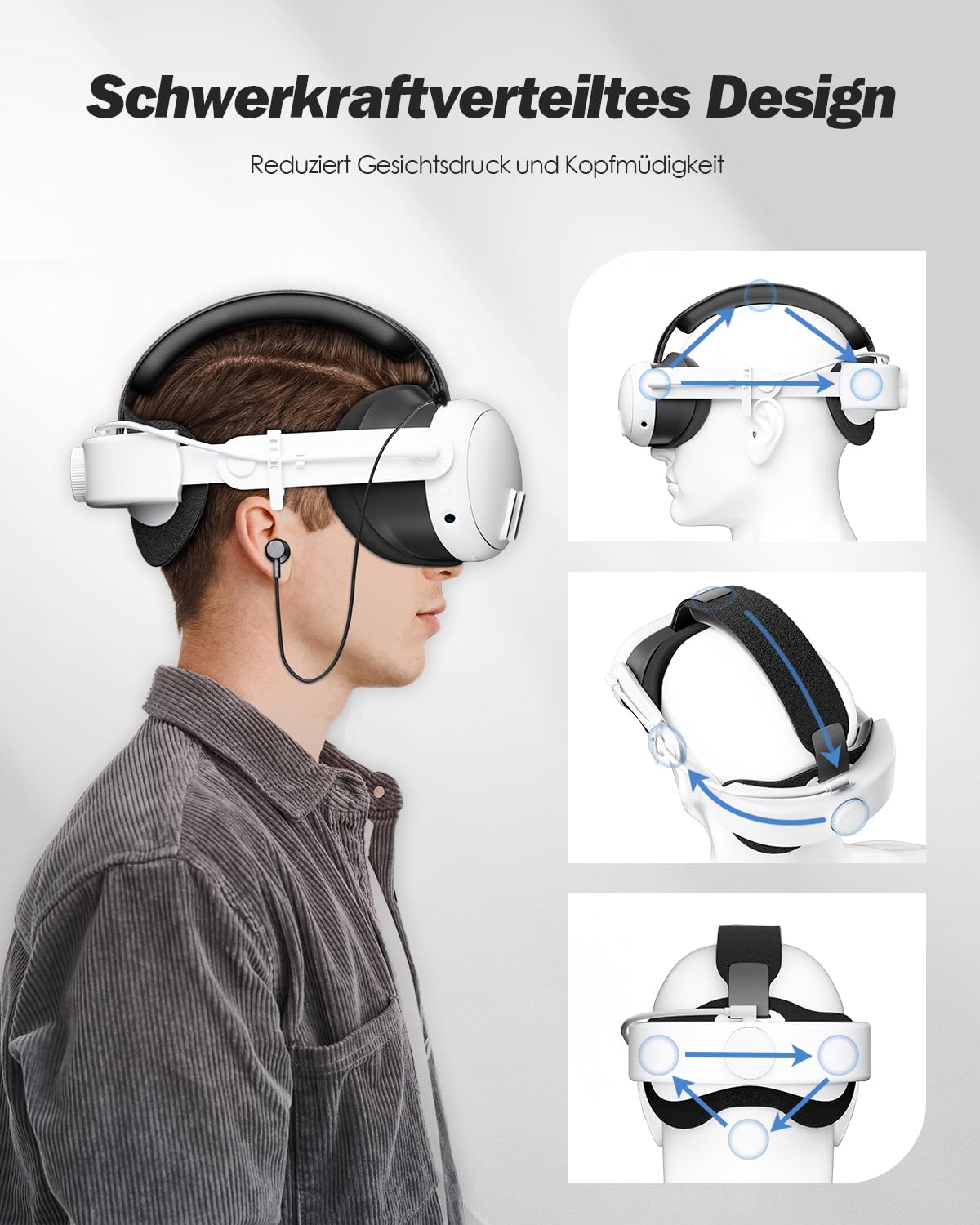 SUPERUS Elite Strap mit Akku für Meta Quest 3S/Quest 3 - Battery Head Strap mit Kopfhörern für Quest 3S/Quest 3 Zubehör - Spielzeit verlängern & Kopfdruck reduzieren