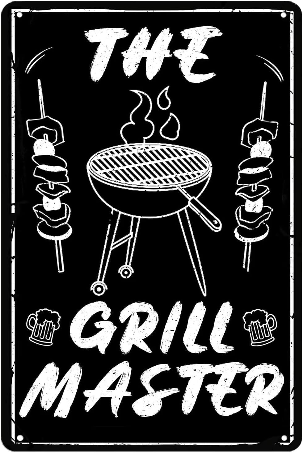 SMAZDFXX The Grill Master Metal Tin Sign - Funny BBQ Vintage Grilling for Outdoor Backyard Wall Decor - Home Bar Barbecue Accessories Poster 8"x12"