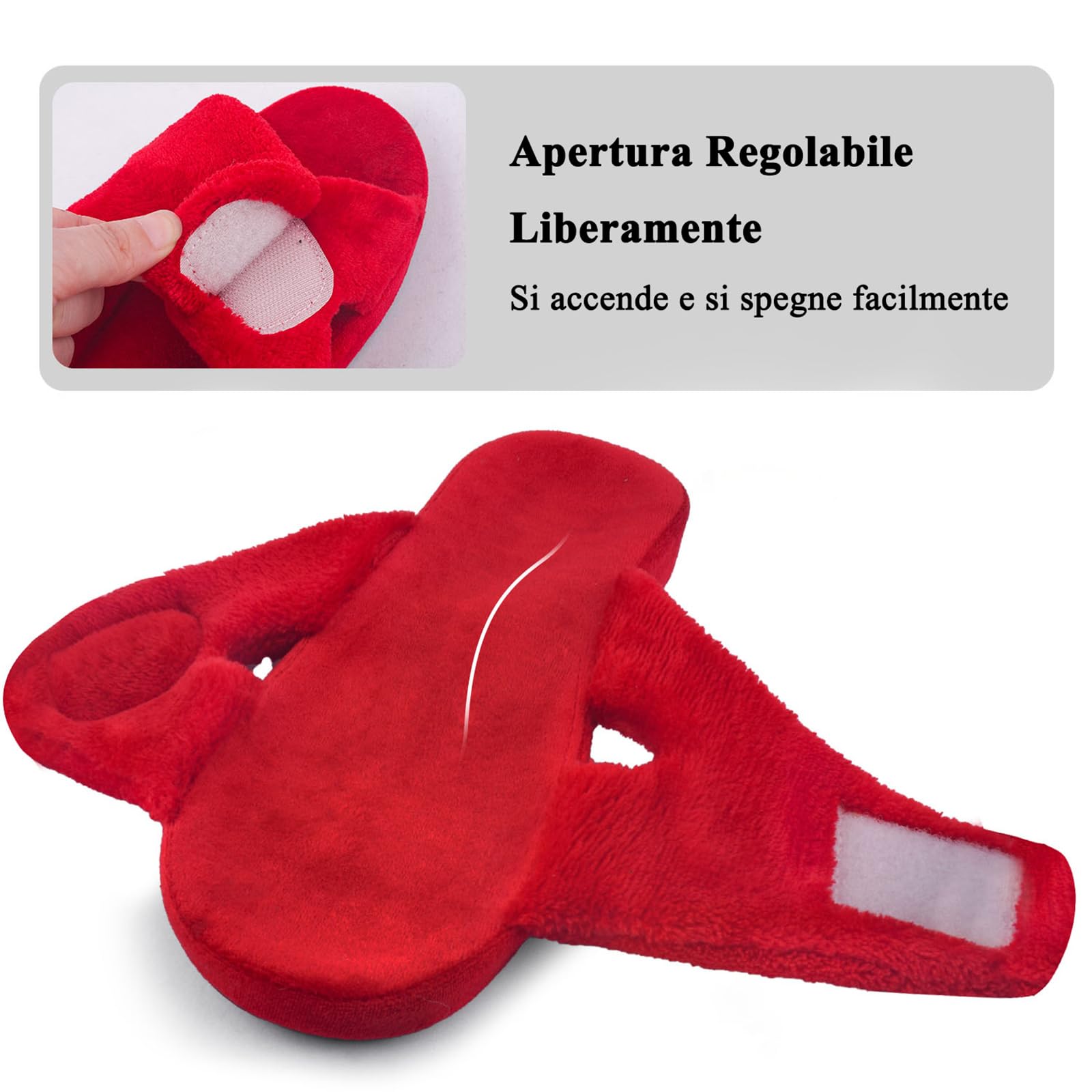 Git-up Pantofole da Donna in memory foam Supporto Arco per l'arco regolabile con gancio e passante Ciabatte per diabetici Punta Aperta da Casa Pantofole Interno Esterno