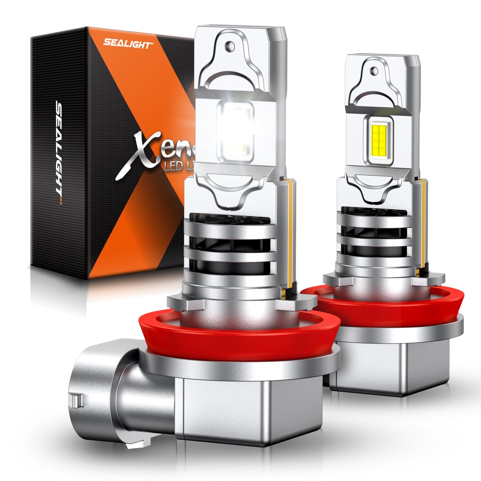 SEALIGHT H8/H16/H11 LED Bulb, 18000LM 1000% Brighter H8 H16 Fog Lights,H11 Bulbs 12000RPM Cooling Fan,Pack Of 2