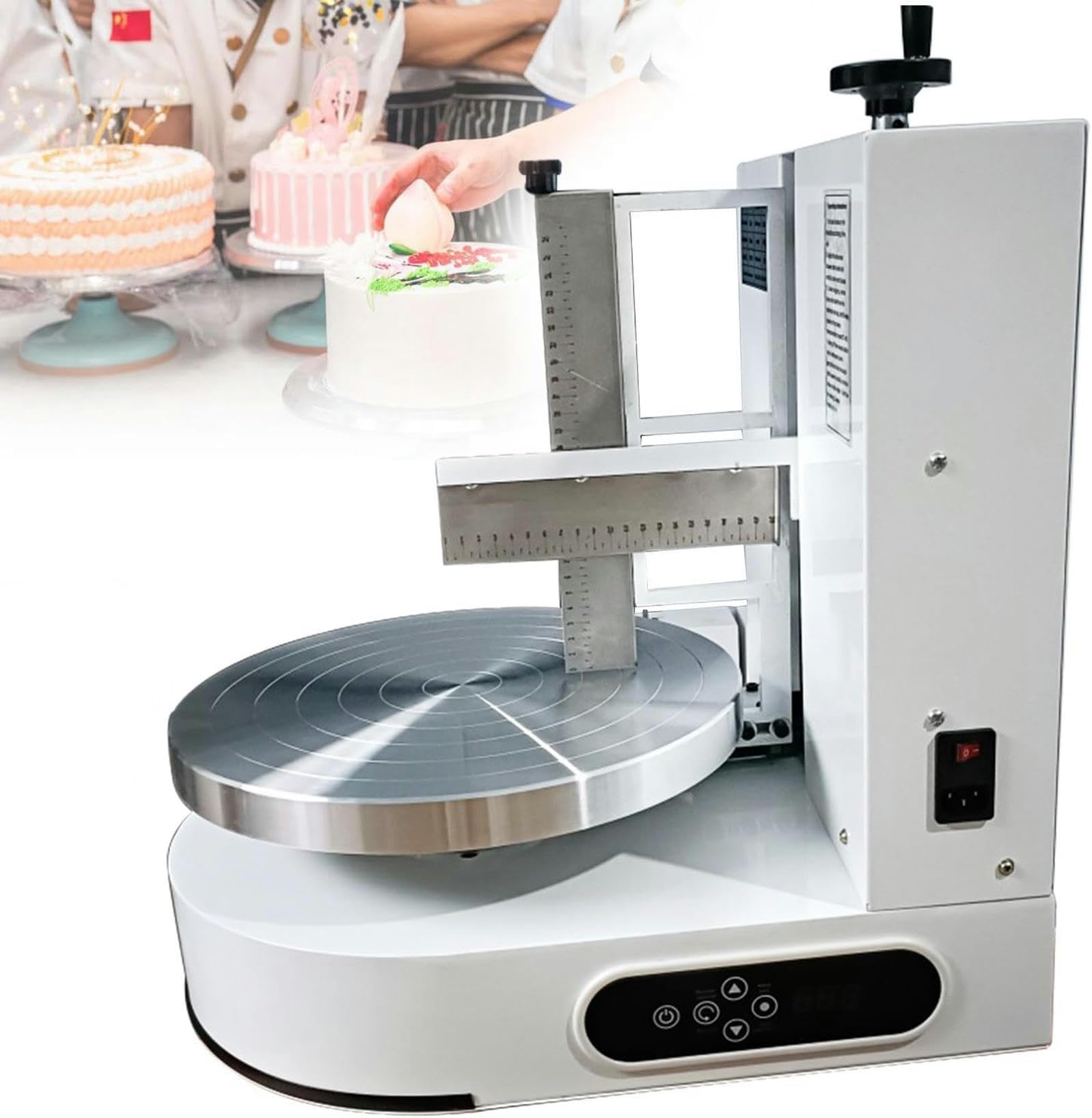 Réglable Gâteau Grattoir Crème Spatule Outil De Cuisson Edges Lisseur Machine Glaçage Gâteau d'anniversaire Semi-Automatique D'épandeur Décoration Crème Niveleur,White-4-12in
