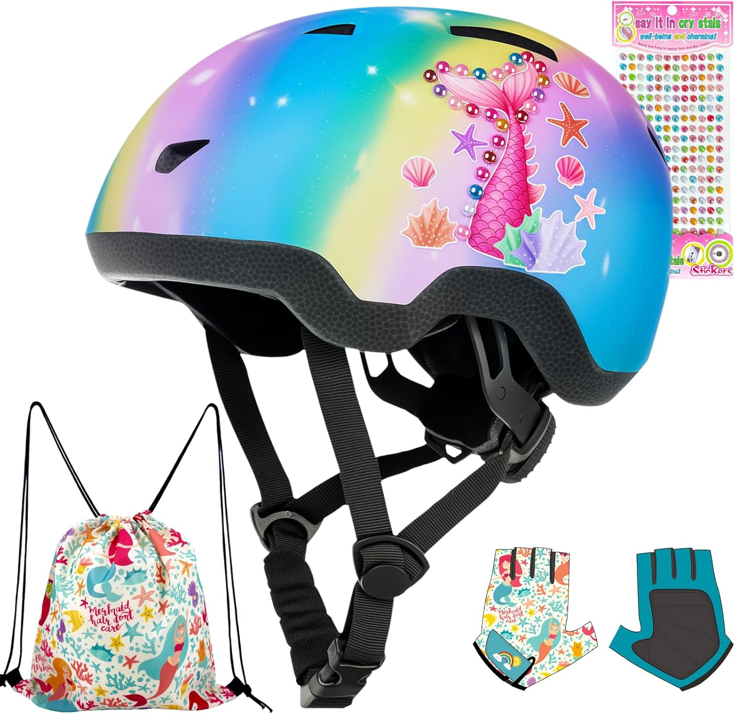 Toddler Bike Helmet with Gloves and Backpack Set, 3 Sizes for Baby Infant to Kids Ages 1-3 3-5 5-8+, Adjustable Boys Girls Bike Helmet for Bicycle/Scooter/Skateboard/Roller Skate