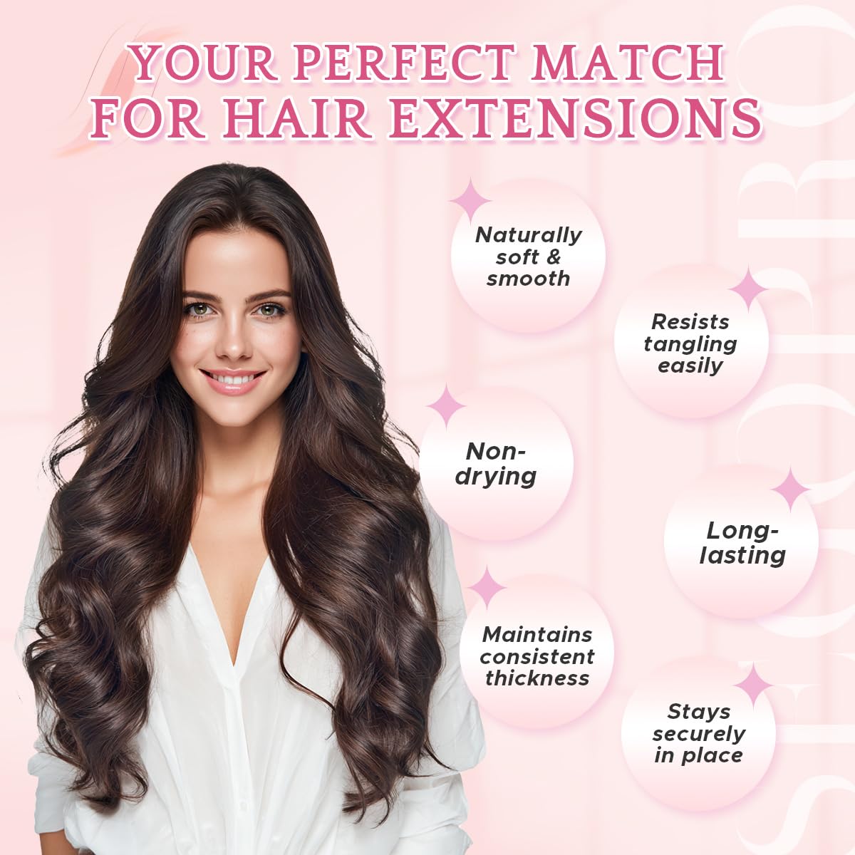 SEGO Pro Clip in Hair Extensions 8 Pcs 18 Clips Full Head Synthetic Fiber Hair Pieces for Women Curly 17 Inch (Natural Brown) - Image 3