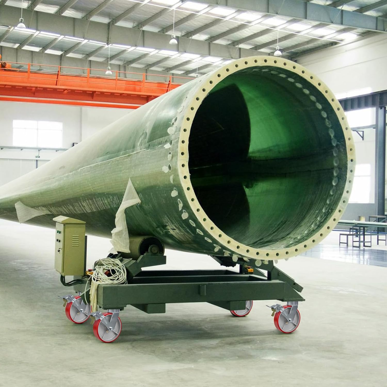 8"x2" Kingpinless Casters 10000LBS Capacity (Set of 4), Polyurethane Wheels with Roller Bearing for Heavy Duty Platform Truck, U-Boat Cart (4 Swivel)