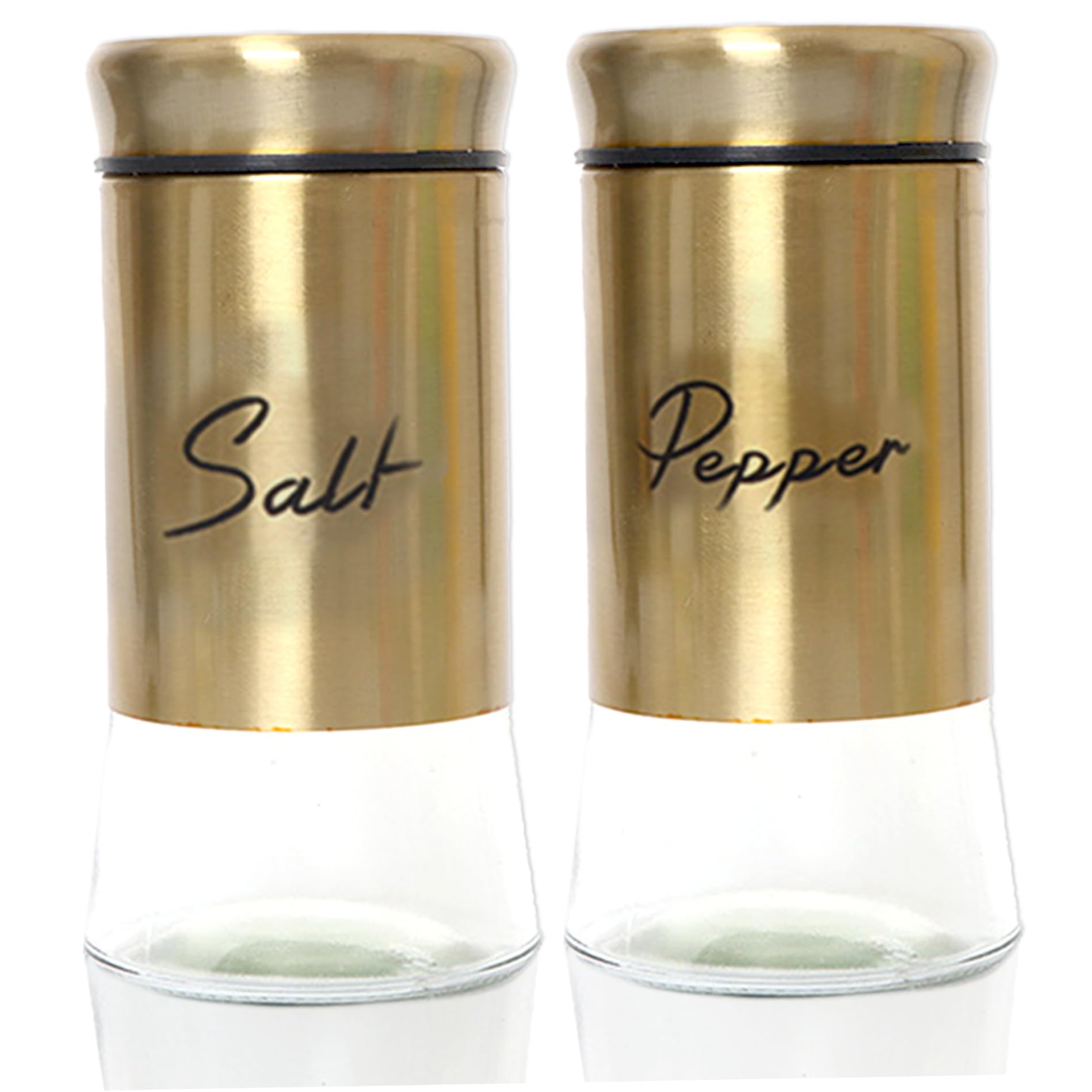Pesoncarl Salt and Pepper Shakers Set 150ml Glass Salt and Pepper Shakers with Stainless Steel Lids Refillable Spice Shaker Accessories for Kitchen