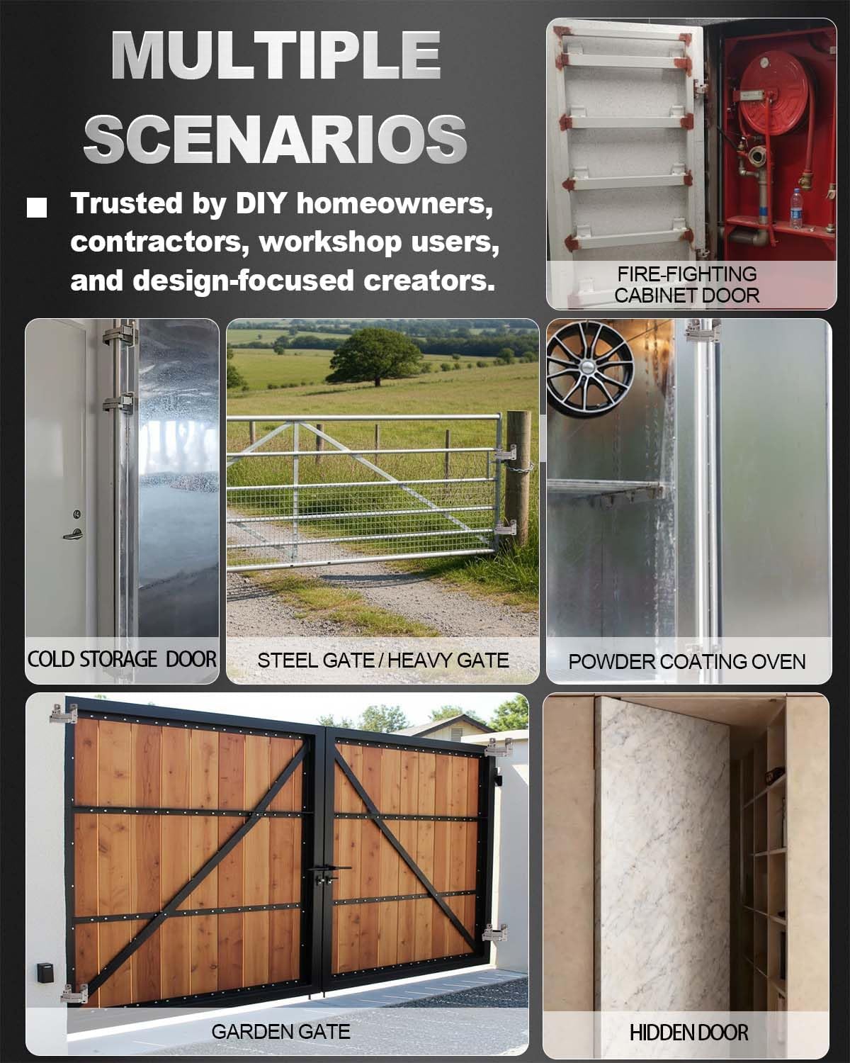 304 high-Strength Stainless Steel Fence gate Hinges, 180° Opening, Weld-on or Screw Mount for Square tubing, max Load 440lbs, Suit for Swing Gates, Farms, Gardens (2 Pack)