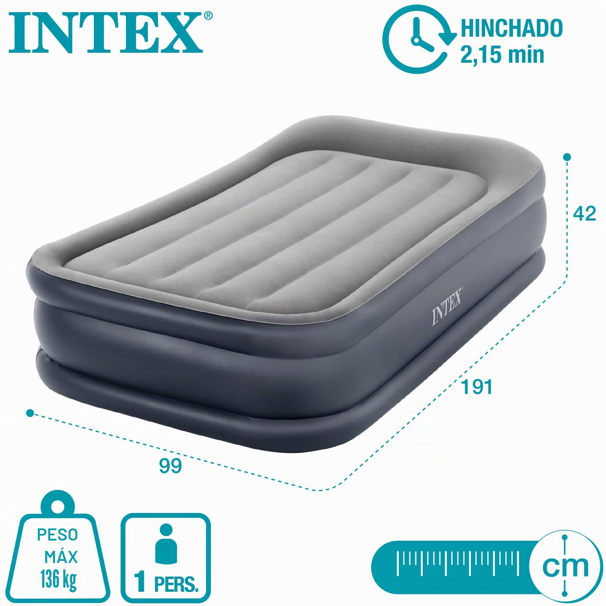 Intex 64132 - Colchón Hinchable, Dura-Beam Plus Deluxe Pillow, Medidas 99x191x42 cm
