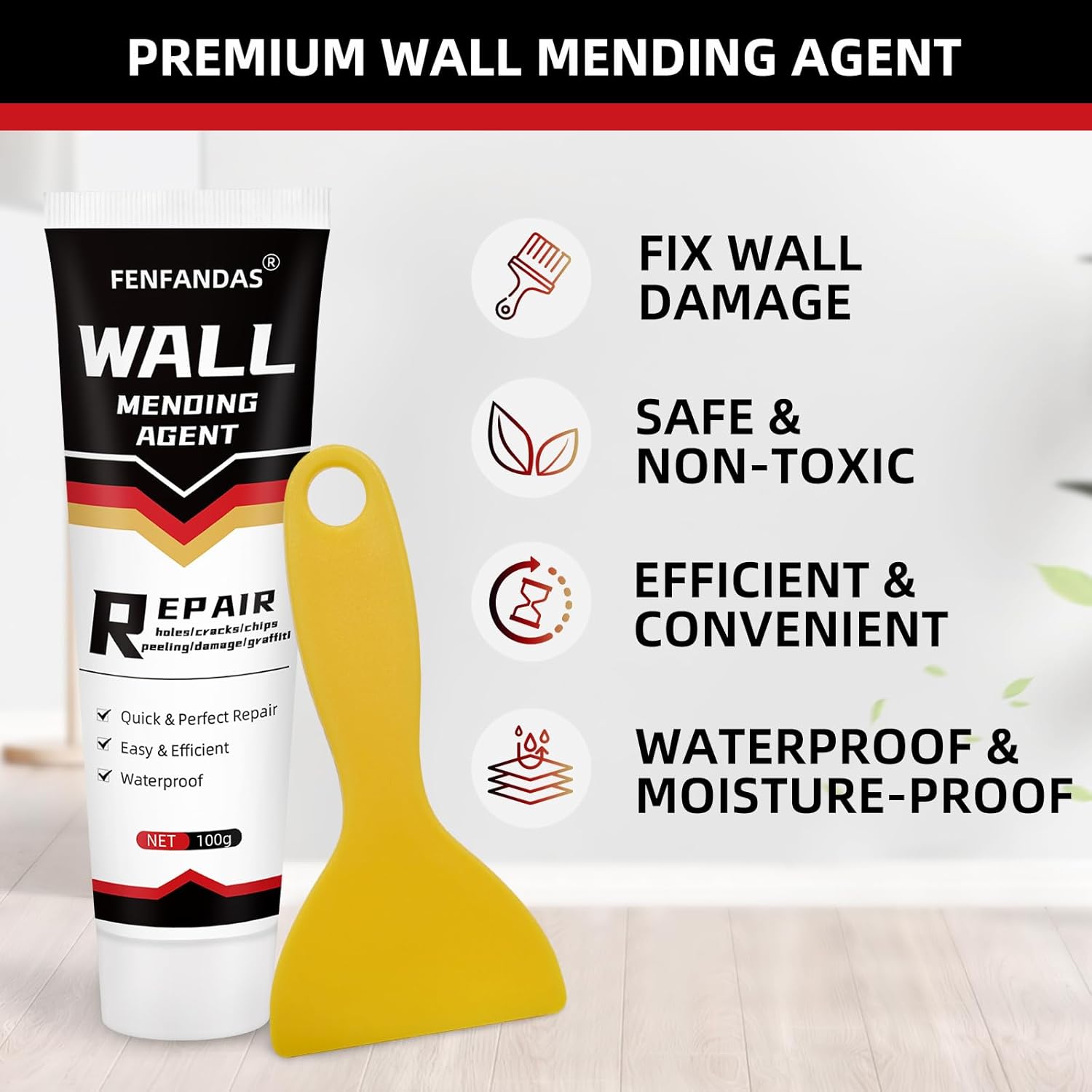 Drywall Repair Kit, Drywall Hole Patch Repair Kit Spackle Wall Repair Kit Drywall Putty for Filling Holes and Creak Damage Drywall Patch Nail Hole Filler for Walls Quick and Easy Solution