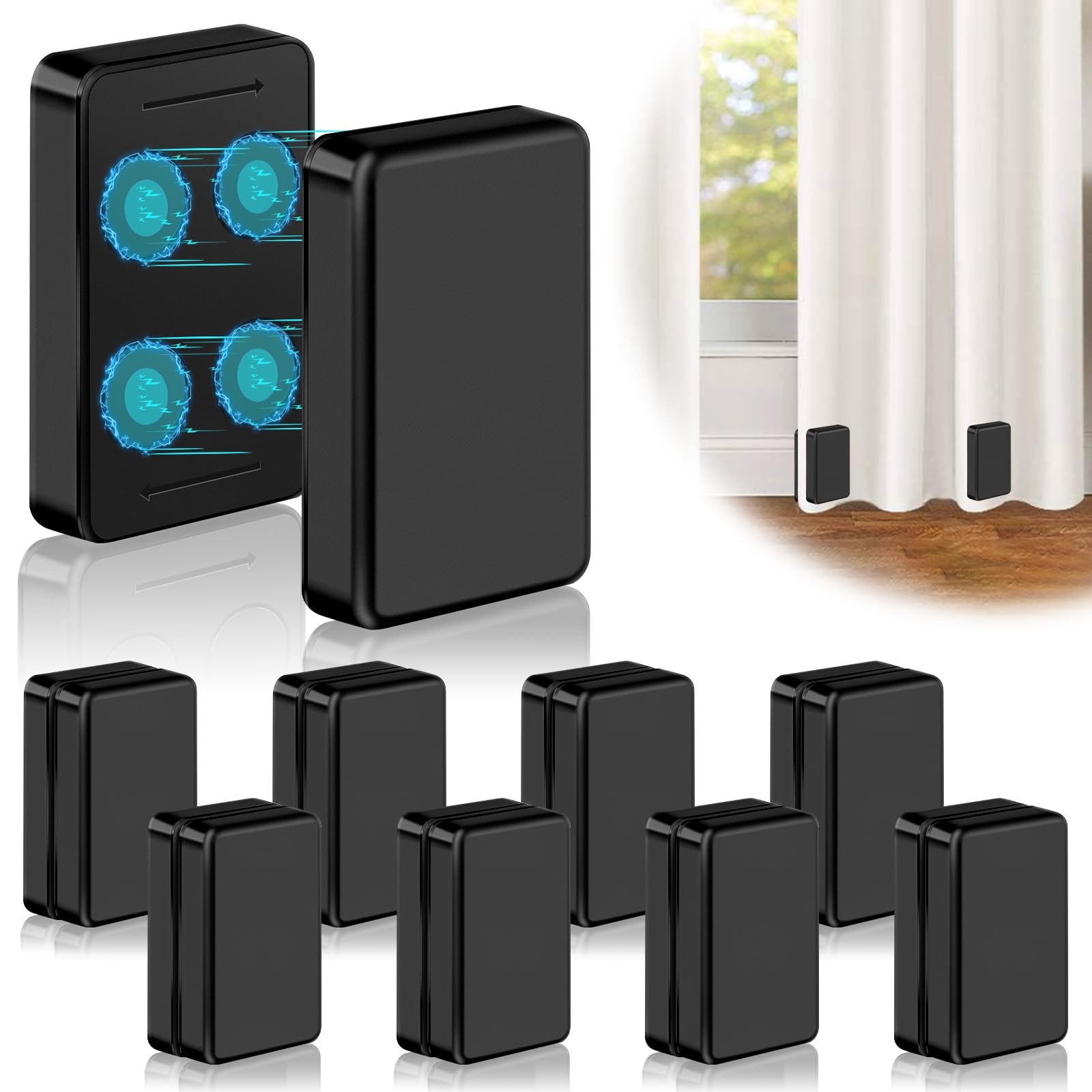 16 Pcs Outdoor Curtain Weights, 8 Pairs Upgrade to Heavier Magnetic Drapery Weights, Plastic Wrapped Waterproof Curtain Magnets for Home Decor, Outside Curtain, Tablecloth, Patio, Shower Curtains