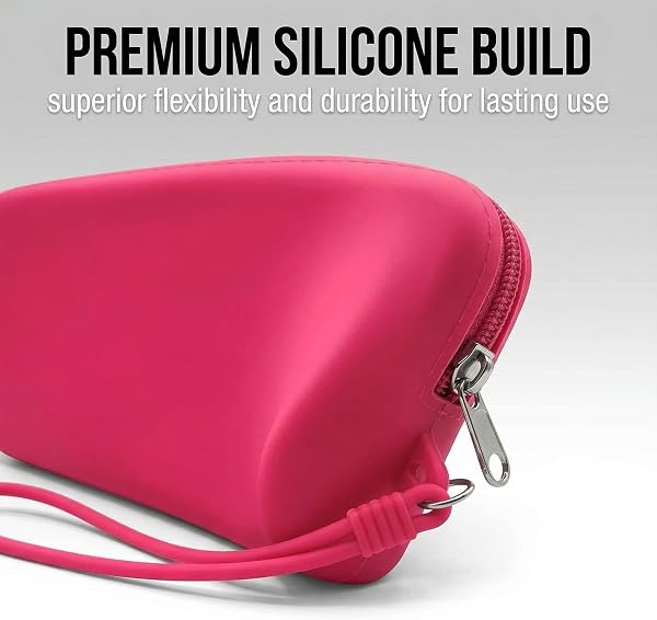 MIRKUZI Bolsas de aseo, 1 Neceser de viaje con cremallera elástica de silicona suave, monedero largo, bolso de mano, minibolso (fucsia) - 3