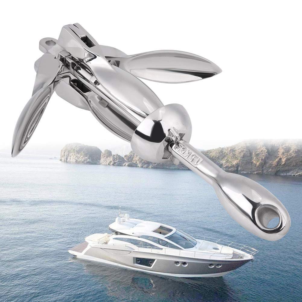Klappanker Bootsanker 1,5 kg Klappanker Bootsanker Edelstahl Ersatzanker für Boote Yacht Silber für Boot A