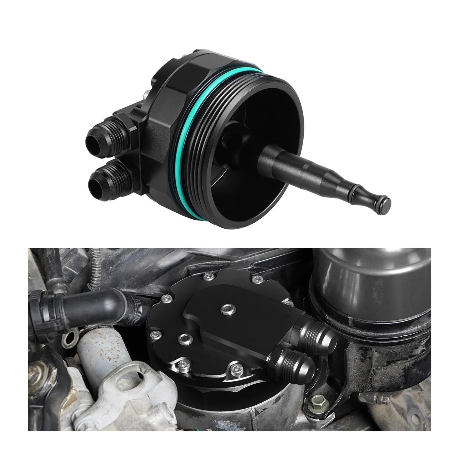 Chłodnica oleju samochodowego Pasuje do Bmw M52/M54 E39 E60 E61 E36 E46,X3 E83,X5 E53,Z4 E85, wymień 11421744000,11421741000 pokrywa filtra oleju chłodnicy Płyta chłodząca(Black)