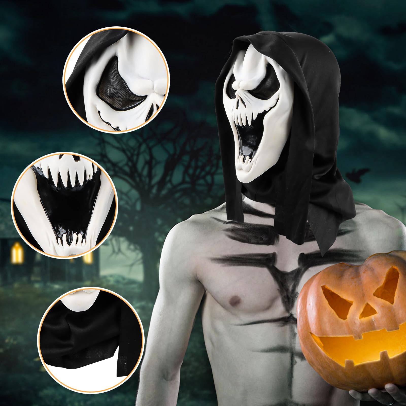 SUPRROW Scream Mask, Halloween Scary Masks for Adults / Children, Cosplay Ghost Mask, Cosplay Realistic Props - Image 2