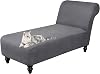Armless Lounge Chaise Slipcover, Stretch Chase Chair Covers for Living Room Chase Slipcover Armless Lounge Indoor Slipcovers for Bedroom Chaise Soft Jacquard Fabric Machine WashableGray