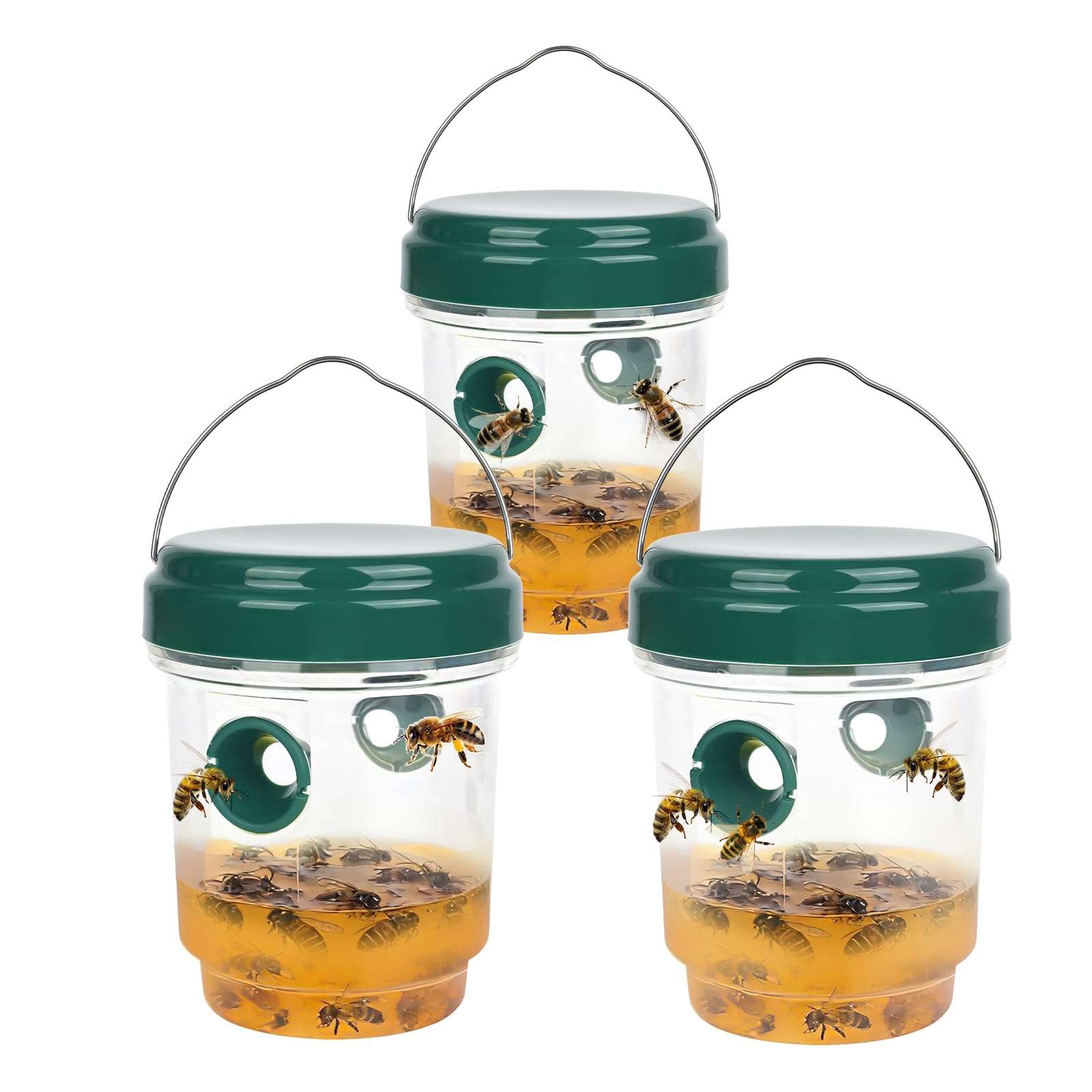 3 Pack Wasp Trap Effective Wasp Killer traps Hanging for Outdoor-Indoor, Reusable Yellow Fly Trap Hornet Trap Bee Catcher Insect Control for Garden Outdoor Courtyard (Green)