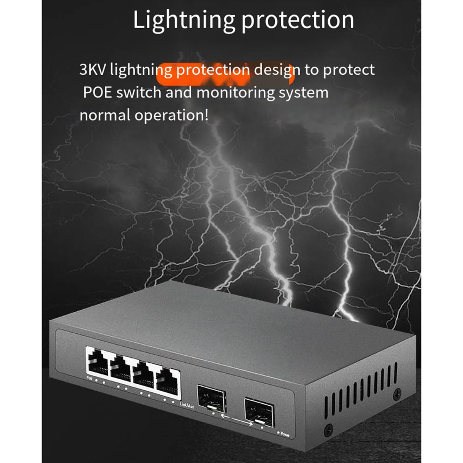 Switch di rete in fibra ottica Gigabit a 4 porte Switch Ethernet di livello industriale Splitter di rete ad alta efficienza 3KV