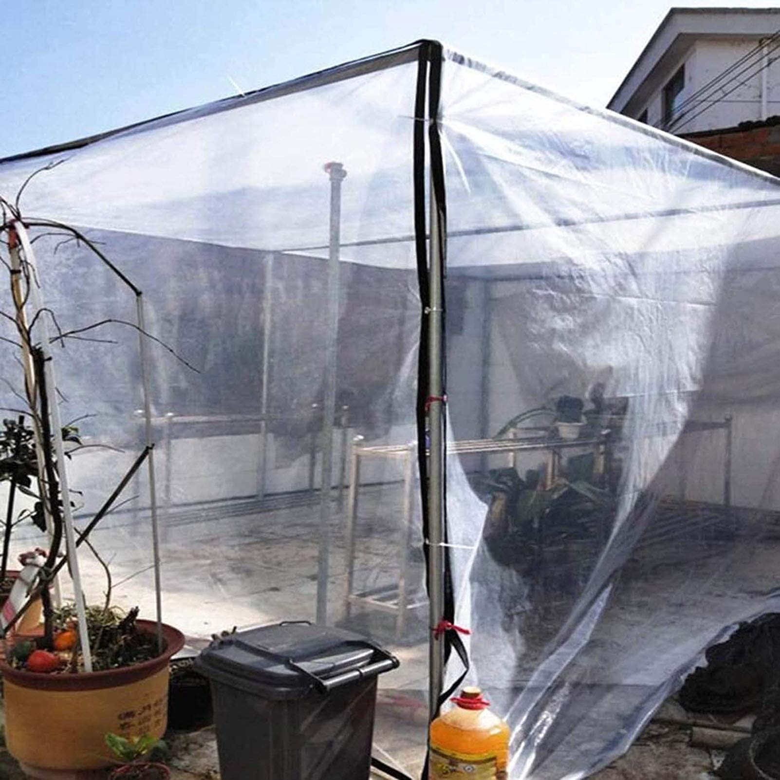 Transparente PVC-Plane 1x3,5 M – Wasserdicht, Wetterfest Mit Ösen & Seil Zum Schutz