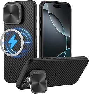 نيلكن جراب مغناطيسي من الياف الاراميد لموبايل ايفون 16 برو 6.3 بوصة، متوافق مع ماج سيف، حماية وحوامل الكاميرا، حافظة لهاتف ايفون 16 برو