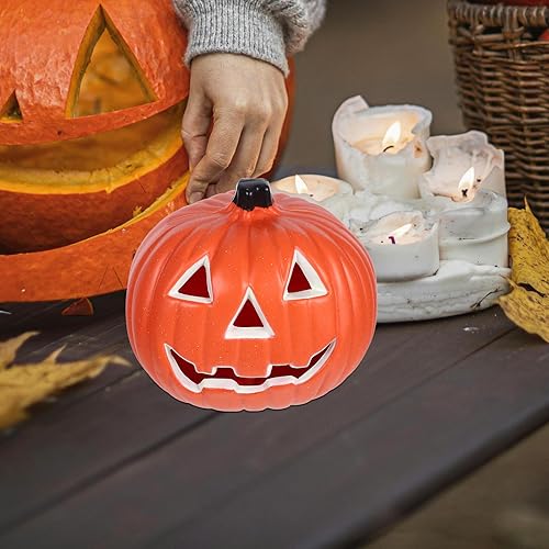 Miniatura 8 de PATKAW Luces LED de calabaza de Halloween ahuecadas Jack O Lantern, decoración de calabaza artificial, mesa de cena, luz nocturna para fiesta de