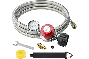 5FT Adjustable Propane Regulator with Gauge and Gas Flow Indicator