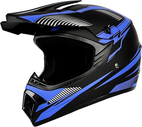 Miniatura 4 de Youth Kids Motocross Helmet Full Face Motorcycle Dirt Bike Off-Road Mountain Bike BMX MX ATV Helmet with(Gloves Goggles Mask) 4Pcs Set - DOT Approved