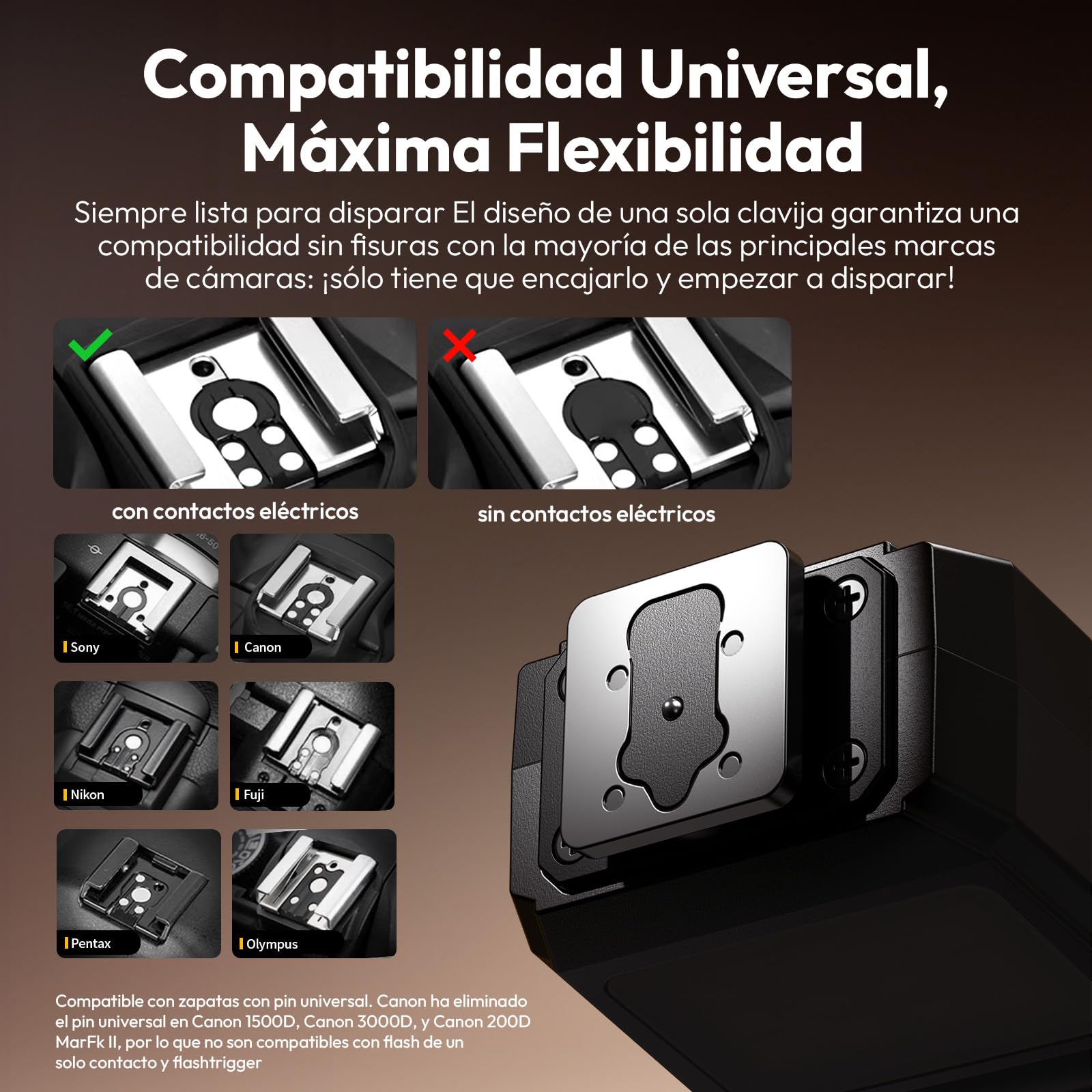 ULANZI SL03 Mini Flash para Cámara con Luz de Vídeo, Flash Externo GN8 6500K, Ángulo Ajustable de 90°, Compatible con Cámara réflex Digital Sony/Canon/Fuji/Nikon, Montura Universal de Zapata Caliente