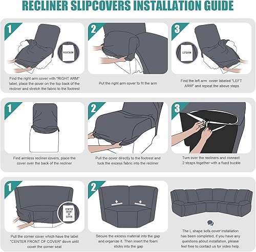 Miniatura 6 de Ruaozz Fundas de sofá modular de gran tamaño en forma de L para sofá reclinable de 5 asientos, fundas seccionales lavables y suaves extra grandes