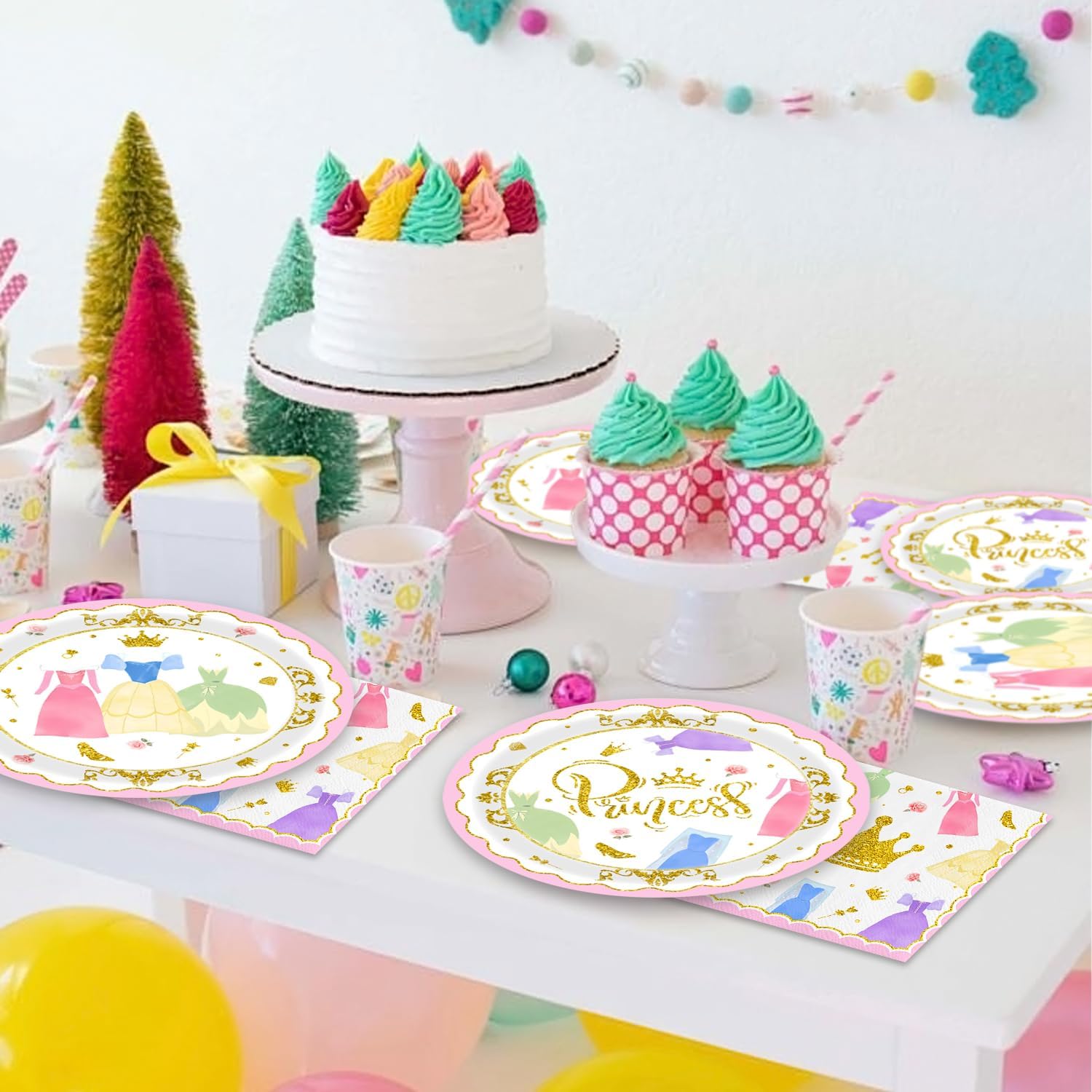 Princess Birthday Party Decorations 40Pcs Gold Crown Baby Shower Plates and Napkins Party Supplies Princess Girl Birthday Decorations Serve 20 - Image 5