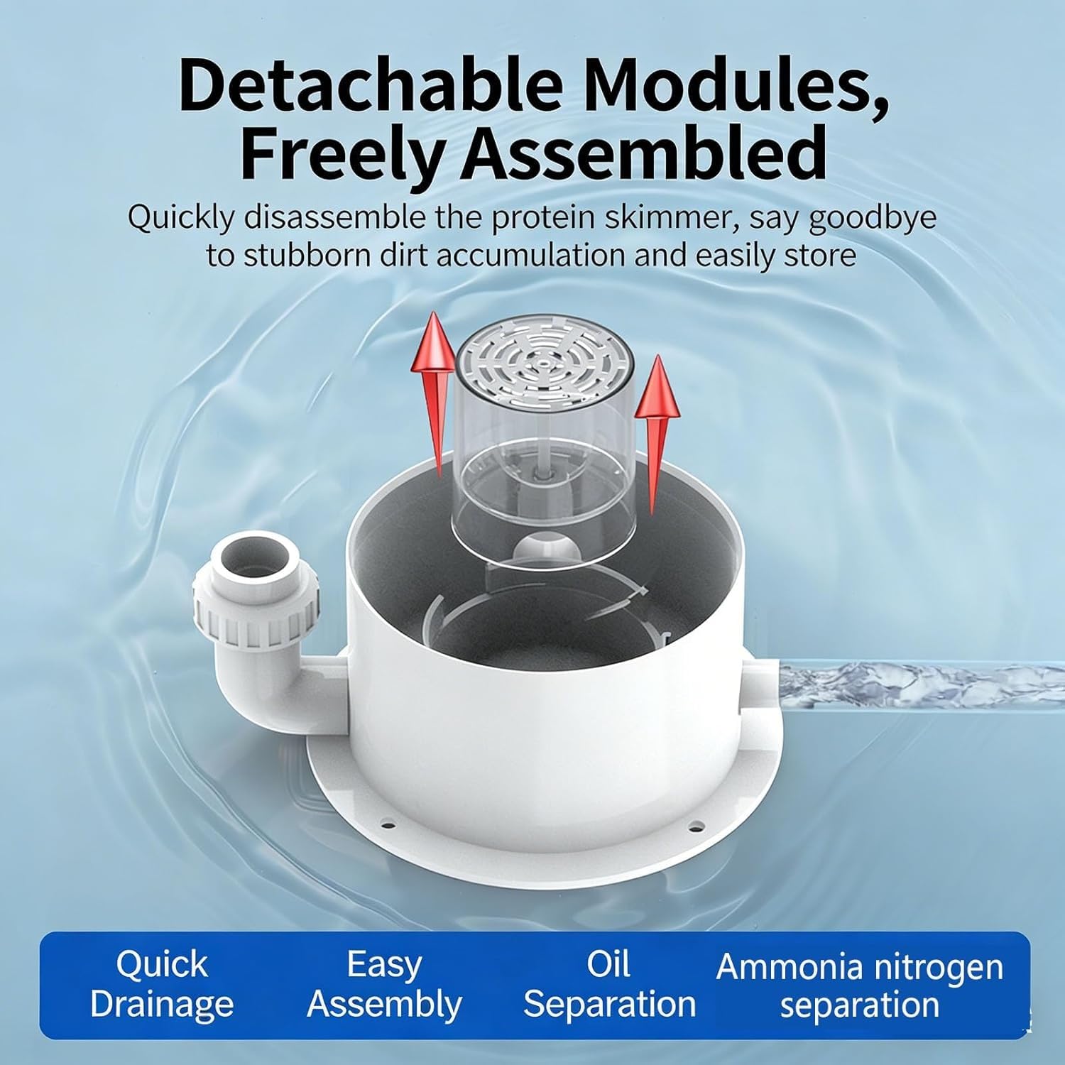 Aquarium-Protein-Skimmer für Aquarien, effizienter Abfallentfernungsfilter, integriertes Design, kein Strom erforderlich, ideal für Meeresfrüchte-Tanks, Aquakultur, 1-3 Tonnen Wasserkapazität