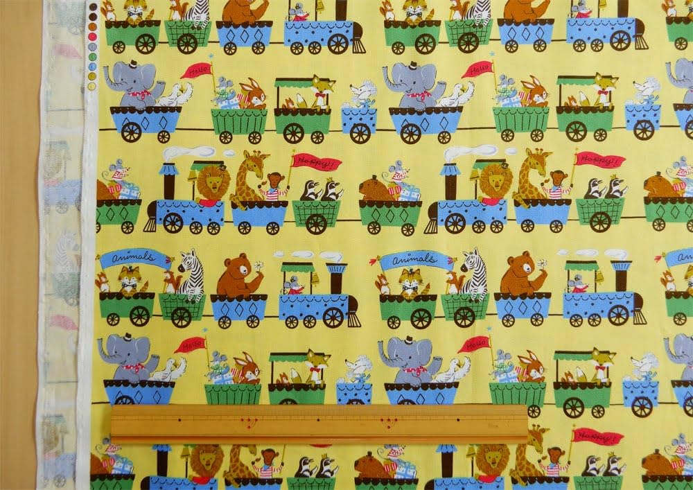 小動物　生地確認用 コットンオックスプリント生地 Hi! my zoo アニマルトイフェイス