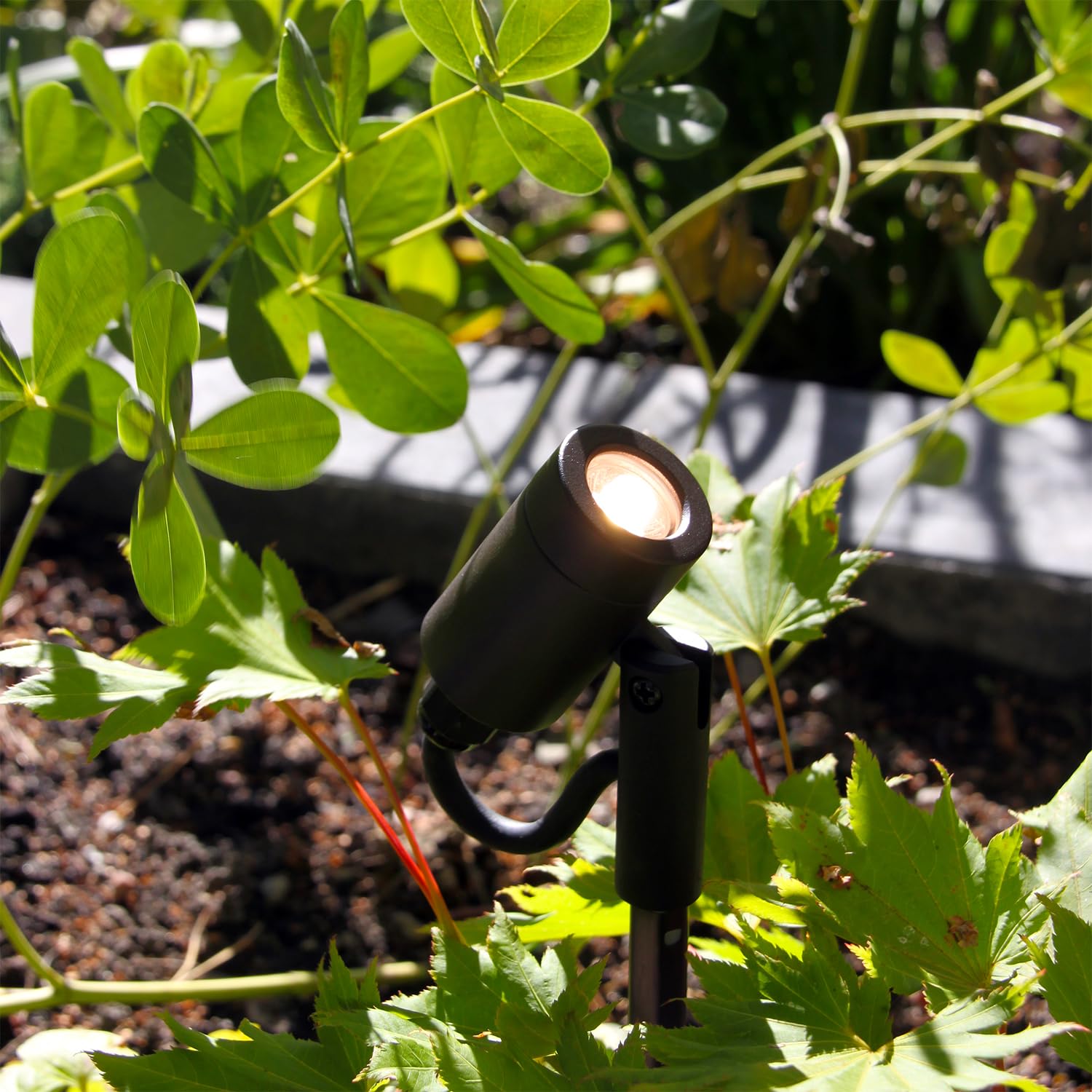 LightsOn Astro Podświetlana lampa ogrodowa LED Plug & Play: system 12 V, oprawa z regulacją wysokości, ściemniana ze średnim rozpraszaniem, łatwa instalacja i rozbudowa, dla małych drzew, krzewów i
