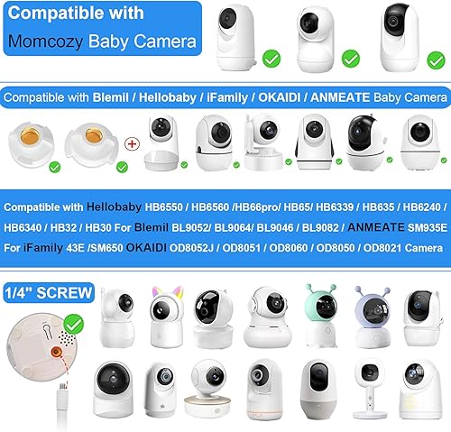 Miniatura 2 de Soporte flexible para monitor de bebé HelloBaby HB6550/HB65/HB66/HB248, ANMEATE SM935E Soporte de cámara de bebé ajustable con clip de montaje de