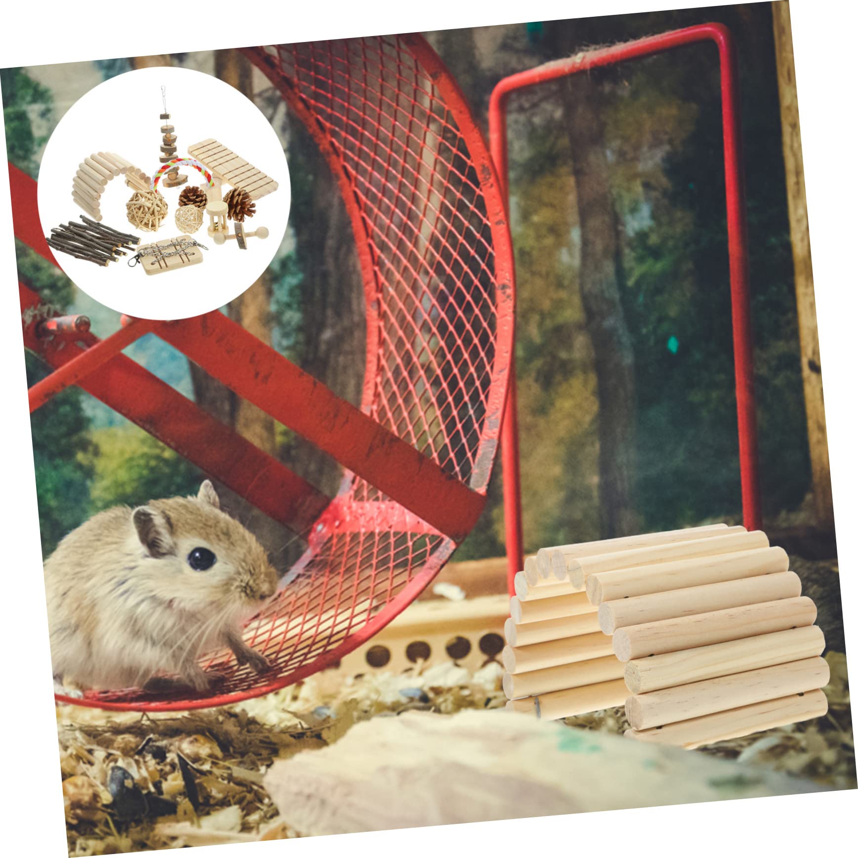 INOOMP Kauspielzeug aus Holz für Hamster Meerschweinchen und Kaninchen Beißring als Futterspielzeug für Kleine Haustiere