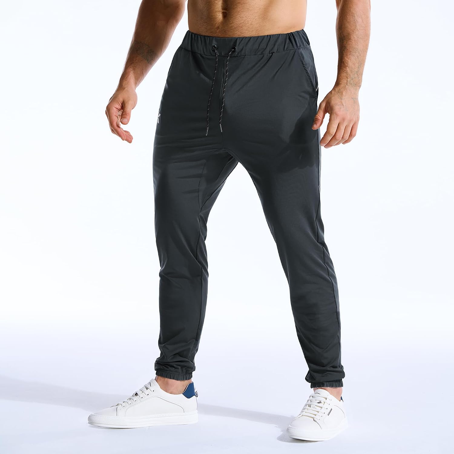 BROKIG Mens Lightweight Gym Jogger,Tapered Workout Running Pants Zip Pocket