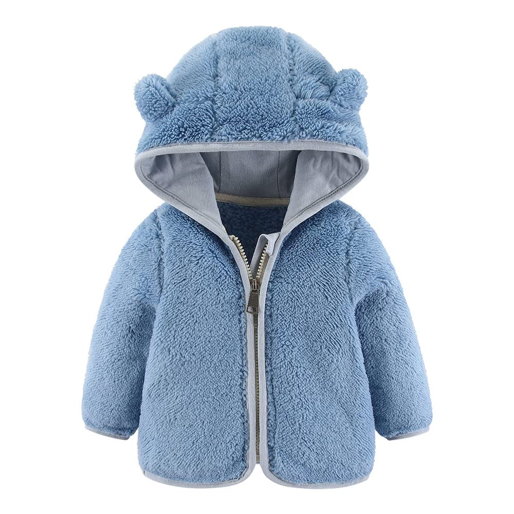 Chaqueta con Capucha de Forro Polar para Bebés Niños y Niñas con Orejas, ANBigo Cálido de Oso de Cartoon para Niños, Cierre de Cremallera 0-24 Meses