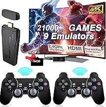 Built-in 21000+ Classic Games Wireless Console Game Stick Video Game Console 9 Bit Mini Retro Controller HDMI Output Dual Player 4K Ultra HD Game Stick, Perfect Most Gift for Kids & Adults.