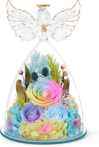 Miniatura 16 de FIACO Regalos para mamá y mujer, rosa preservada de cumpleaños, figura de ángel en cristal, flor fresca para el parto, flores para el día
