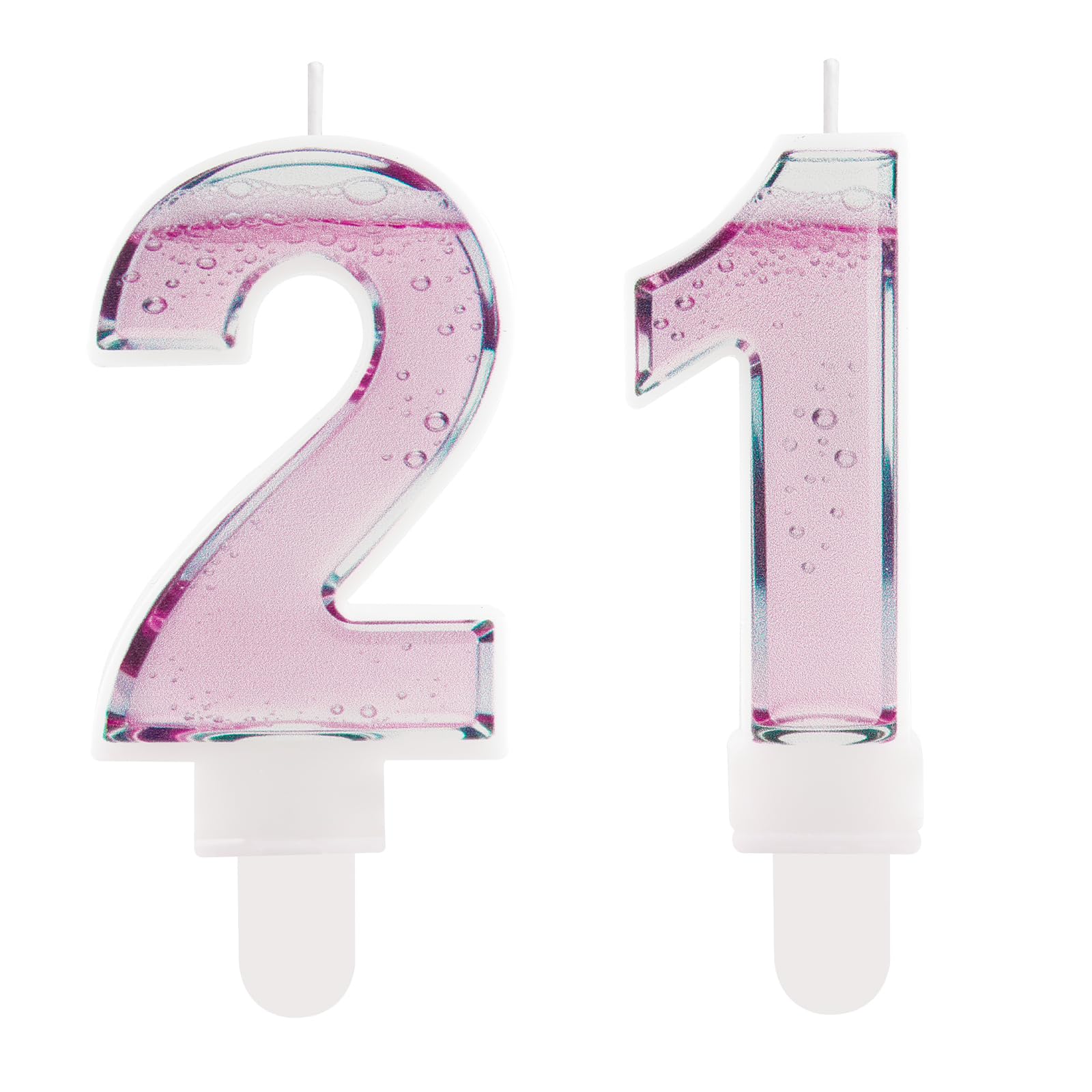 Funny Rosé Champagne Themed Birthday Candles - Number 21 Pink Cocktail Cake Topper Decorations, Sparkling Wine Candles 21 for Women, 18th 21st 30th 40th 50th Birthday Gifts for Mum Her Best Friend