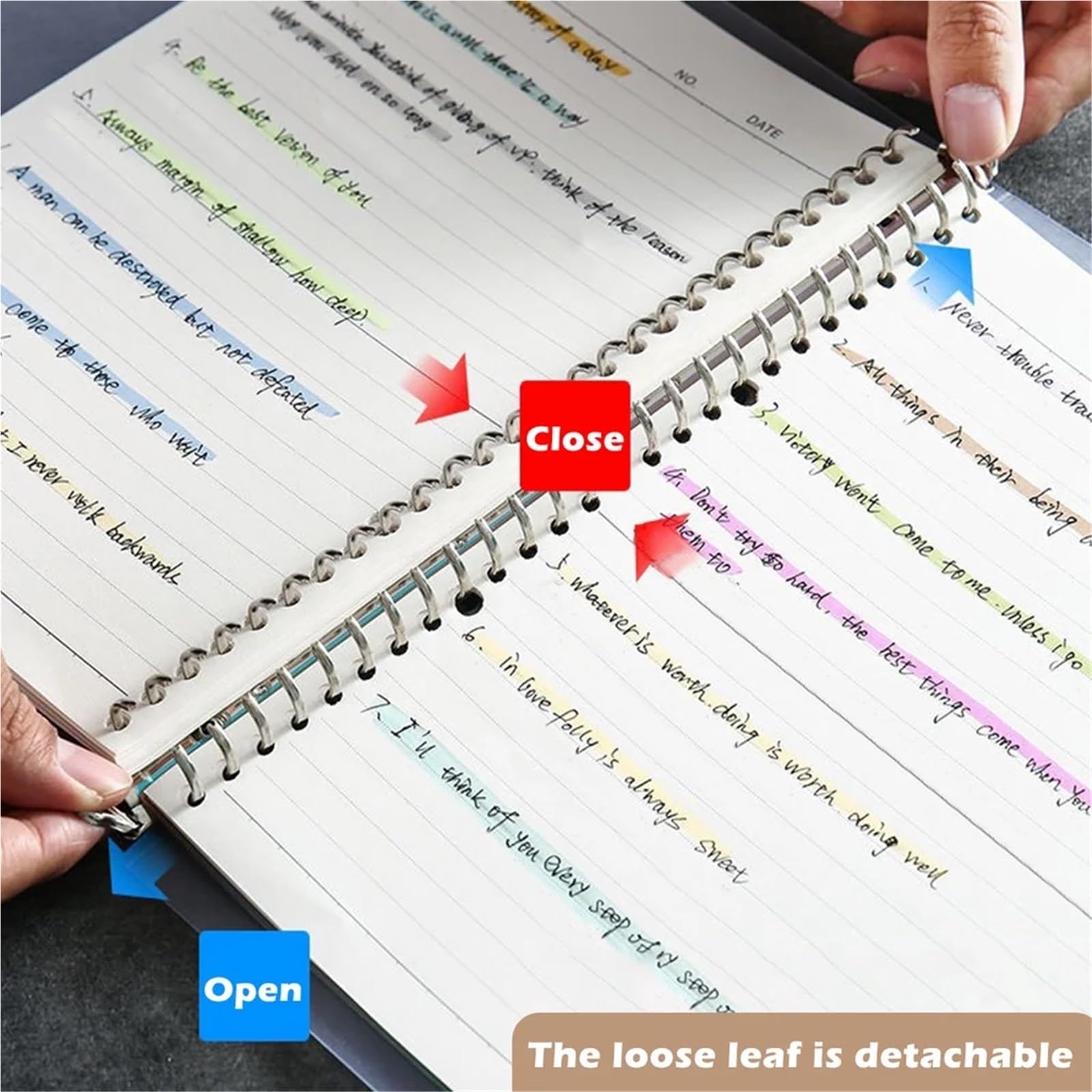 spiralbuch A5/B5/A4 Binder Loseblatt Austauschbare Innenfüllung Mit Trennwand Metallring Journal for Studenten Büro Schulbedarf(Dotted Refill,A4)