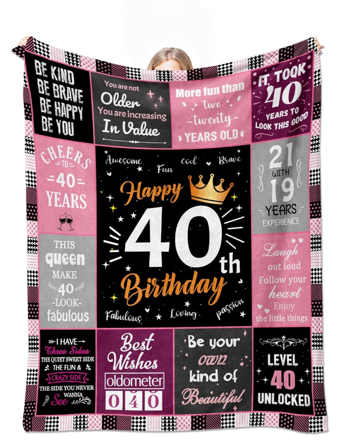 Couverture 40 ans pour femme plaid cadeau anniversaire de 150x200cm
