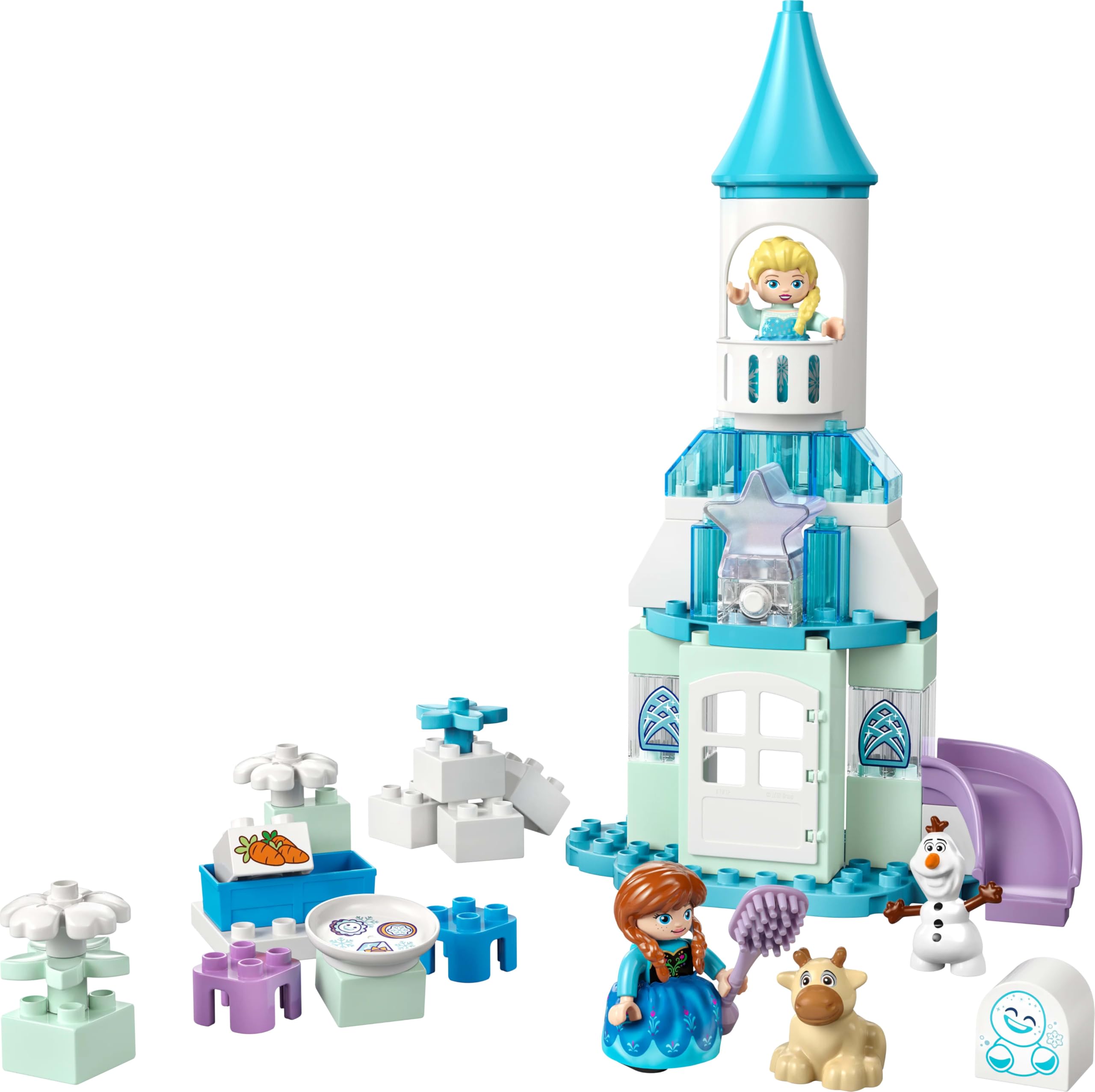 LEGO DUPLO Disney Przyjęcie w lodowym zamku Anny i Elzy 10455 | zamek dla dzieci, klocki dla 2-latka, prezent dla dziewczynki i chłopca 2+, Anna i Elsa, 54 elementy