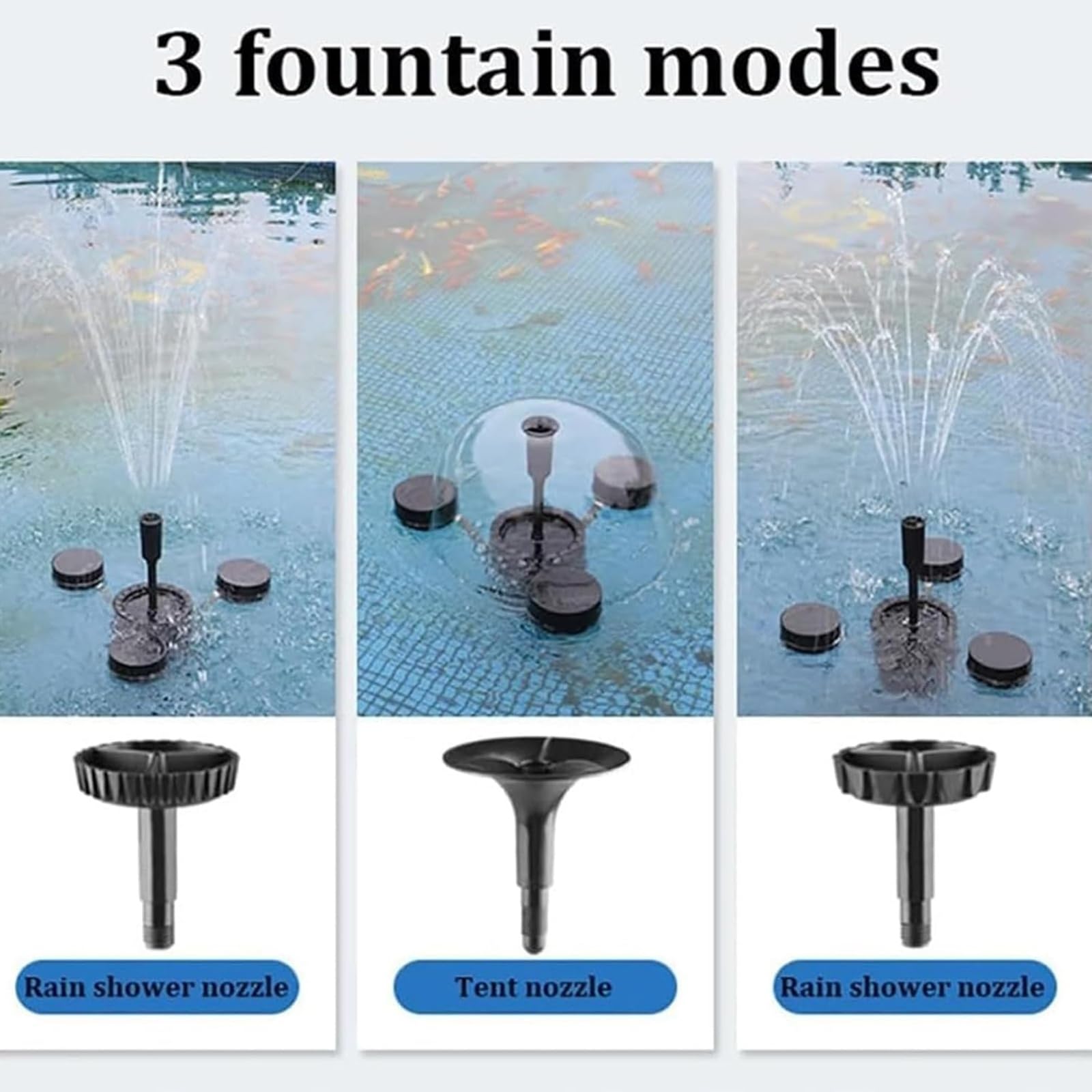 Skimmer Flotante para estanques de Peces de 45 W, clarificador y Fuente | Limpiador flotante para estanques con succión de 2500 L/H, 3 modos de fuente, cesta de filtro de 1,2 L