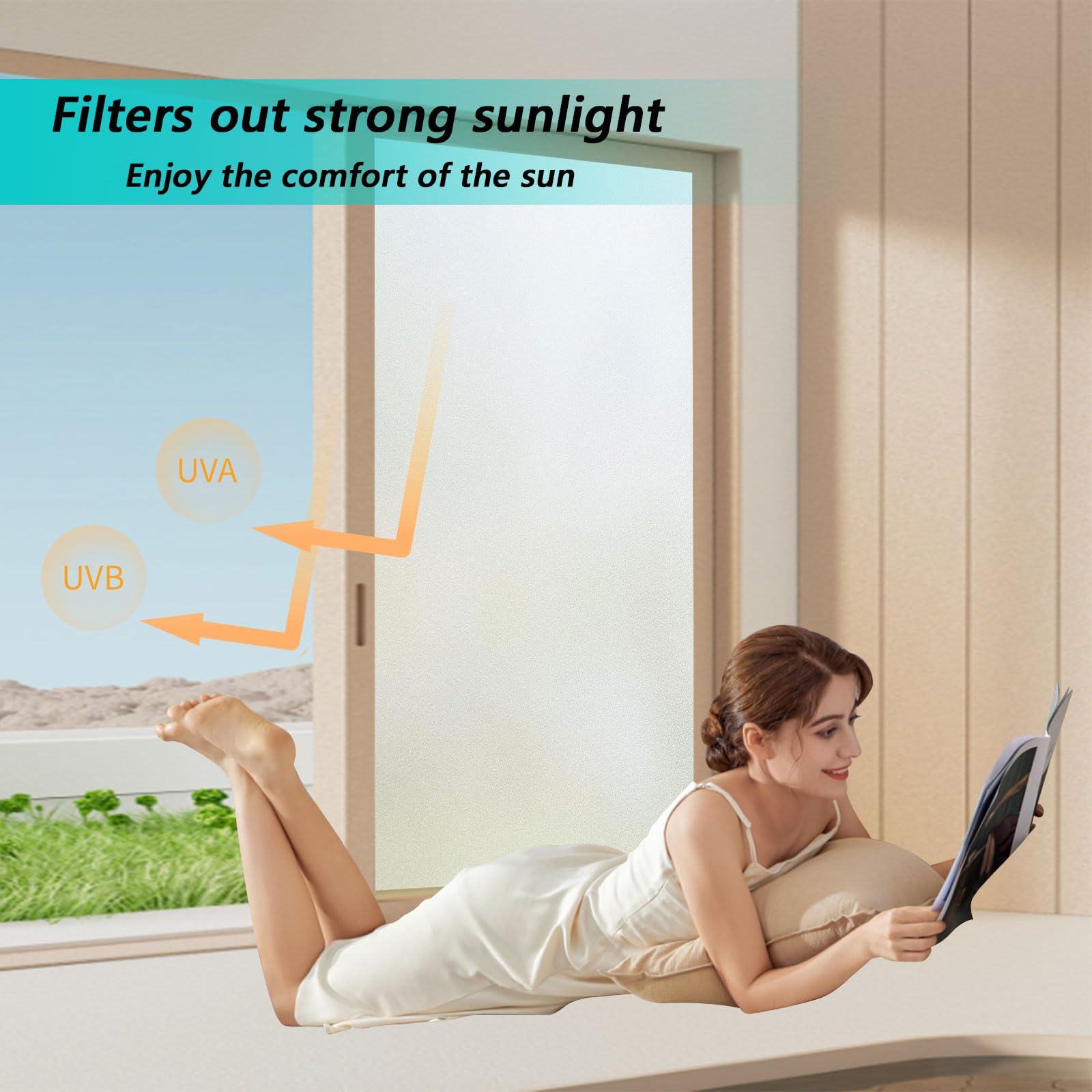 Film Electrostatique Vitre 90 x 440 cm Bon Intimité Opaque Anti UV Dépoli Film Fenêtre Statique Depoli, pour Vitre Protection Intimité pour Chambre, Bureau, Cuisine, Mat Pur