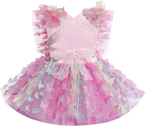 Miniatura 4 de Vestido para sesión de fotos de fiesta de cumpleaños con espalda descubierta para bebé, niña, mariposa, fresa, volantes, princesa, pastel, fiesta de
