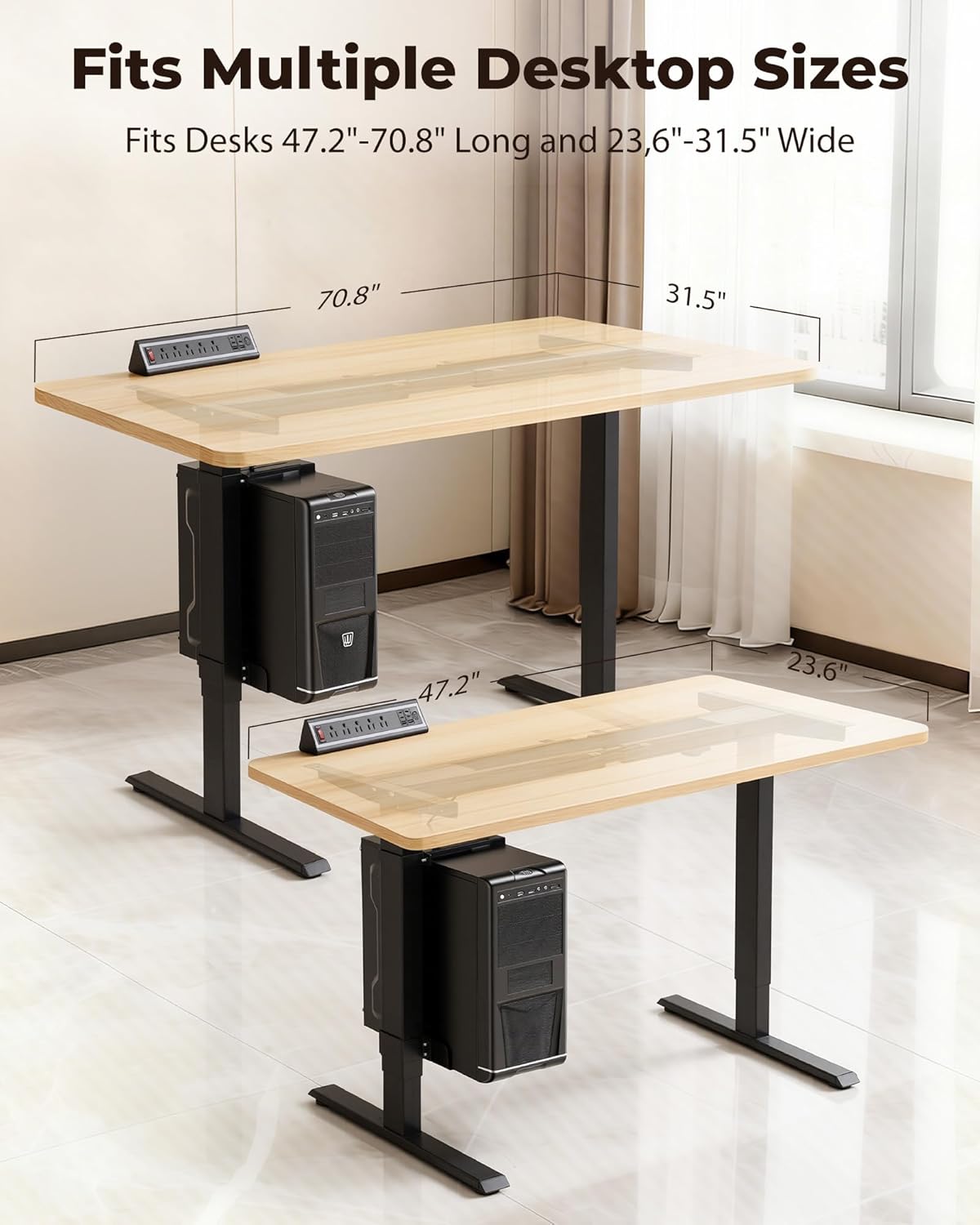 TOPSKY Dual Motor Electric Standing Desk Frame, Height Adjustable Sit Stand Base for Home Office, Fits Table Tops up to 70.8 x 31.5 Inch, 225 lb Capacity (Black, with CPU Stand)