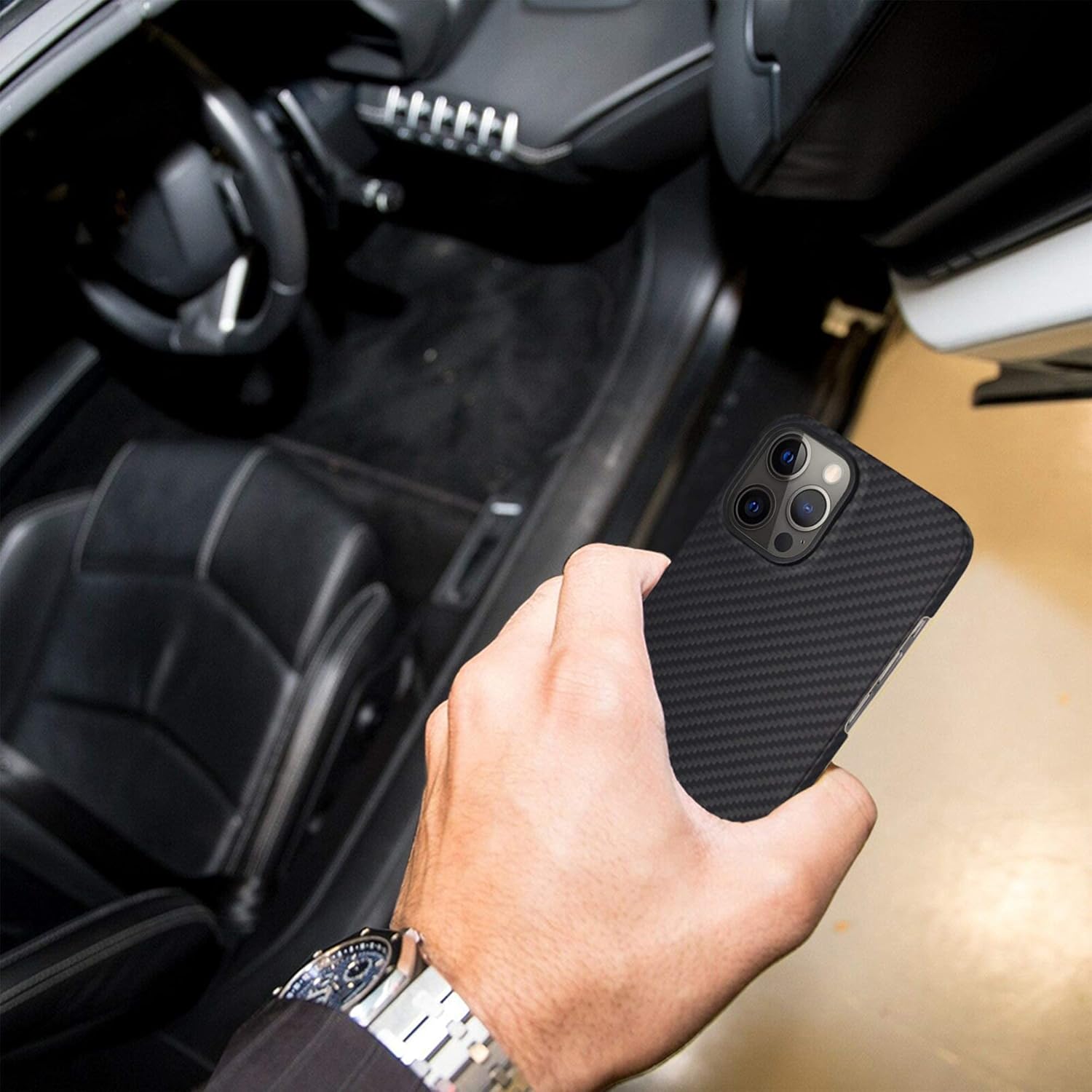 Tор Brаndѕ AIMOSIO Slim Case Compatible with iPhone 12 pro max,2020 6.7 3D-Grip 100% Aramid Fiber Minimalist Phone Case,[Real Body Armor Material] Non Slip Strongest Durable Snugly Fit Ultra-Thin Snap-on Case