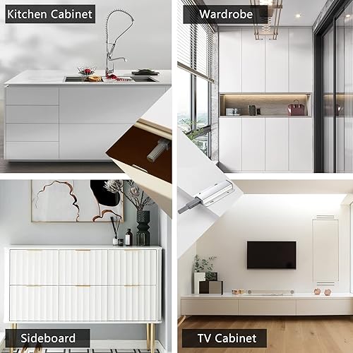 Miniatura 6 de Redunest Pestillo de puerta de empuje para abrir, paquete de 5 pestillos magnéticos de empuje, accesorios de pestillo táctil de alta resistencia